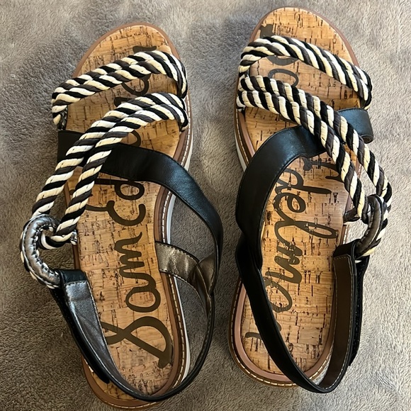 Sam Edelman Wedge platform Black & White sandals Size 10.5 - Picture 9 of 10